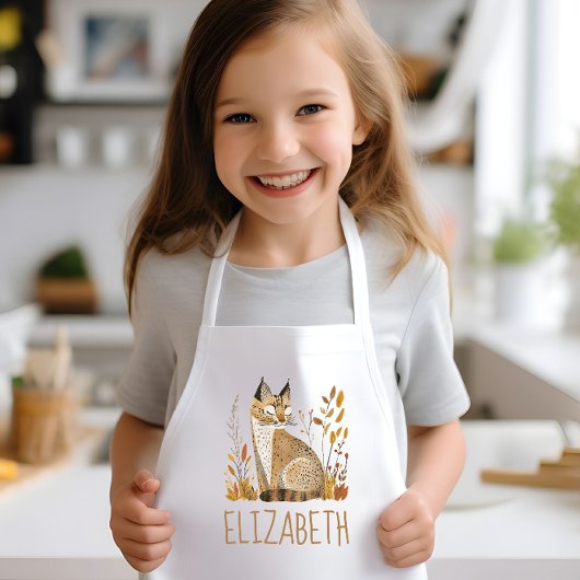 Woodland Bobcat Cute Personalized Kinderschürze