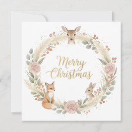 Woodland Boho Christmas Greeting Card Feiertagskarte