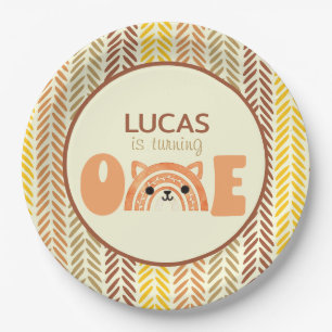 Woodland Boho Rainbow Fox Erster Geburtstag Pappteller