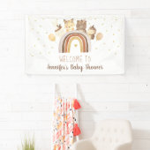 Woodland Boho Rainbow Gold Baby Dusche Banner (Insitu)