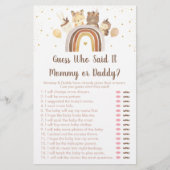 Woodland Boho Rainbow Guess, der sagte, es Spiel (Vorderseite)