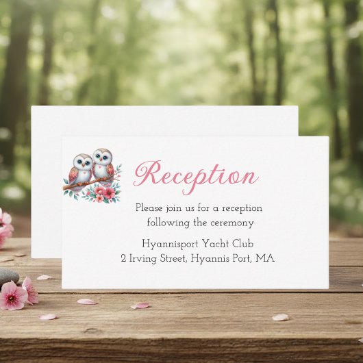 Woodland Boho Rustic Owl Wedding Reception Begleitkarte