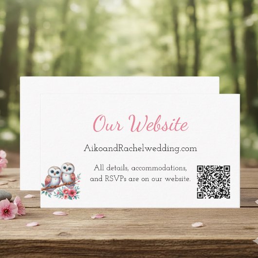 Woodland Boho Rustic Owl Wedding Website  Begleitkarte