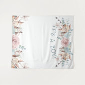 Woodland BOHO Virtual Boy Baby Dusche Hintergrund Wandteppich (Vorderseite (Horizontal))