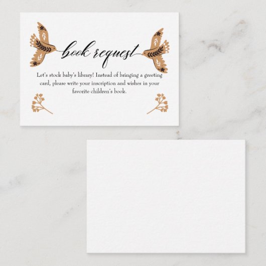 Woodland Book Request Book Book for Baby Insert Ca Mitteilungskarte (Vorne/Hinten)