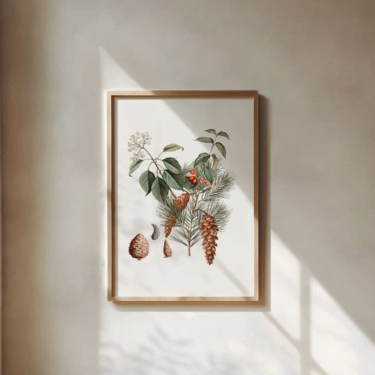 Woodland Botanical – Pine Cone and Berry  Poster