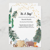 Woodland Boy Baby Shower Einladung (Vorne/Hinten)