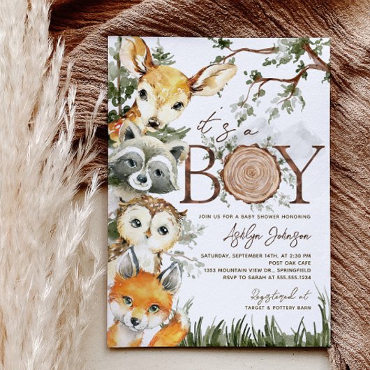 Woodland Boy Baby Shower Einladung