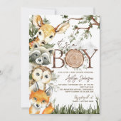 Woodland Boy Baby Shower Einladung (Vorderseite)