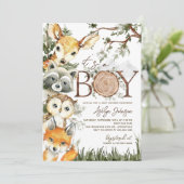 Woodland Boy Baby Shower Einladung (Stehend Vorderseite)