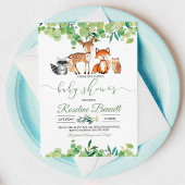 Woodland Boy Greenery Baby Shower Einladung