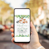 Woodland Boy Greenery Baby Shower Einladung