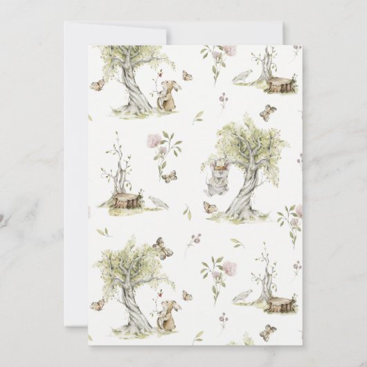 Woodland Boy Wild Forest Animals Baby Shower Einladung (Rückseite)