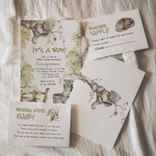 Woodland Boy Wild Forest Bear Animal Baby Dusche Einladung