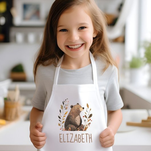 Woodland Brown Bear Cute Personalized Kinderschürze