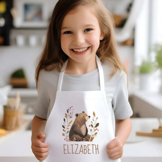 Woodland Brown Bear Cute Personalized Kinderschürze