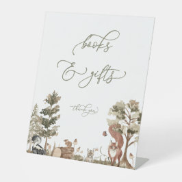 Woodland Bücher und Geschenke Kinderdusche Zeichen Sockelschild