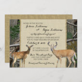 Woodland Buck and Doe Wedding Einladung (Vorne/Hinten)