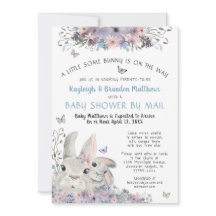 Woodland Bunnies Floral Blue Babydusche per Mail