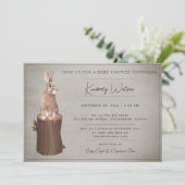 Woodland Bunny Baby Dusche | Brown Einladung (Stehend Vorderseite)