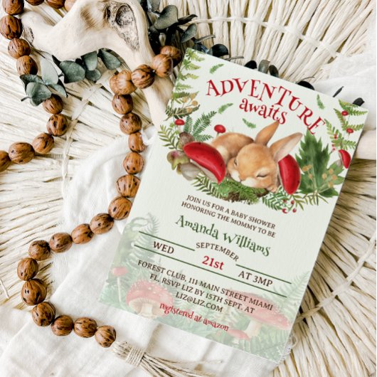 Woodland Bunny Baby Dusche Einladung