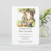 Woodland Bunny Baby Shower Einladung (Stehend Vorderseite)