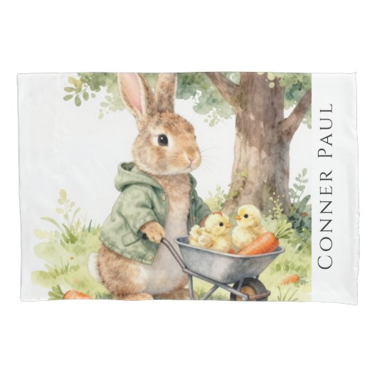 Woodland Bunny Baby Shower Gift Kissenbezug (Vorderseite)