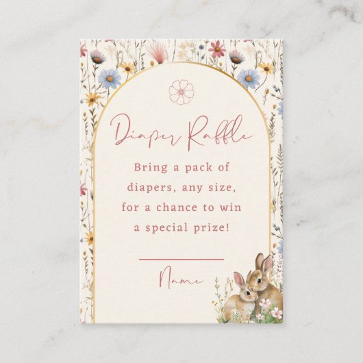 Woodland Bunny Charming Wildblume Diaper Raffle Begleitkarte (Vorderseite)