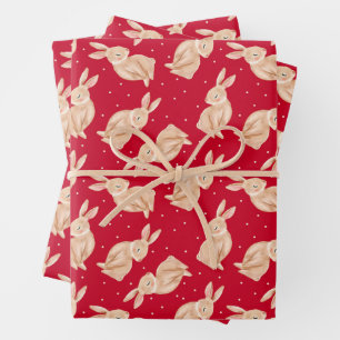 Woodland Bunny Christmas Wrapping Paper Geschenkpapier Set