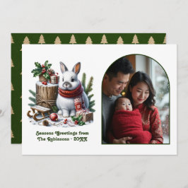Woodland Bunny Cozy Forest Christmas Holiday Photo Feiertagskarte