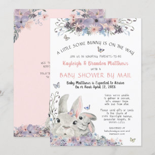 Woodland Bunny Floral Lila Baby Dusche per Post Einladung