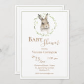 Woodland Bunny Greenerenery Babydusche Einladung (Vorne/Hinten)