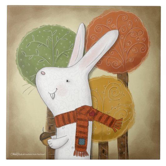 Woodland Bunny mit Acorn Fliese (Vorderseite)