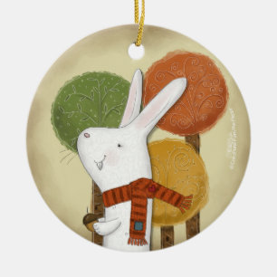 Woodland Bunny mit Acorn Keramikornament