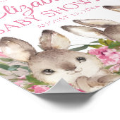 Woodland Bunny Pink Girl's Baby Shower Willkommen Poster (Ecke)