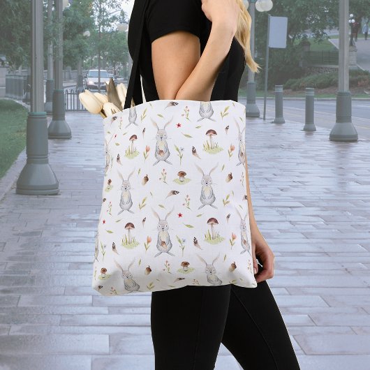 Woodland Bunny Print auf der ganzen Tasche