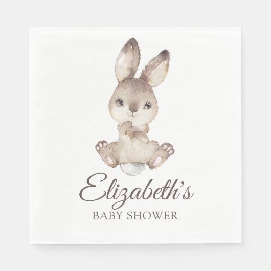 Woodland Bunny Rabbit Babydusche für Jungen oder M Serviette (Vorderseite)