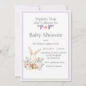 Woodland Bunny Rabbit Lila Modern Einladung (Vorderseite)