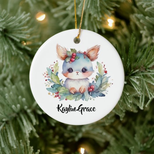 Woodland Bunny Rabbit Personalisiert Keramik Ornament (Baum)