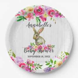 Woodland Bunny Rabbit Wasserfarbe Blumenbaby Showe Pappteller