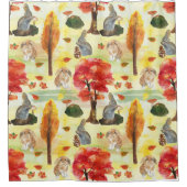 Woodland Bunny Rabbit Wasserfarbe Duschvorhang (Vorderseite)