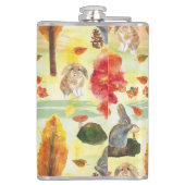 Woodland Bunny Rabbit Wasserfarbe Flachmann (Rückseite)