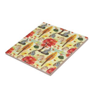 Woodland Bunny Rabbit Wasserfarbe Fliese