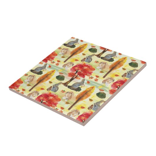 Woodland Bunny Rabbit Wasserfarbe Fliese (Seite)