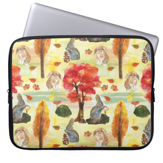 Woodland Bunny Rabbit Wasserfarbe Laptopschutzhülle (Vorderseite)