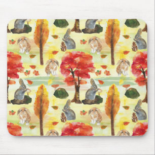 Woodland Bunny Rabbit Wasserfarbe Mousepad