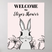 Woodland Bunny Spring Baby Dusche Willkommen Poster (Vorne)