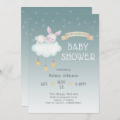 Woodland Bunny Stars Kinderdusche Einladung (Vorne/Hinten)