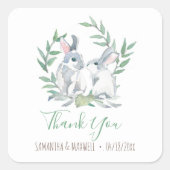 Woodland Bunny Vielen Dank Quadratischer Aufkleber (Vorderseite)