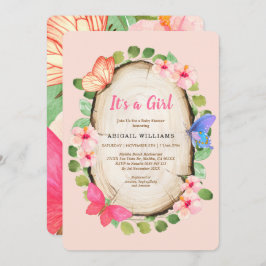 Woodland Butterfly Girl Babydusche Einladung